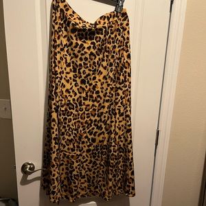 Shein Leopard Print Split Thigh Skirt